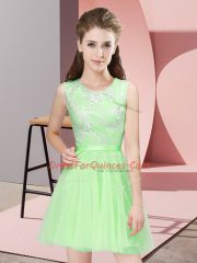 Side Zipper Scoop Lace Dama Dress for Quinceanera Tulle Sleeveless