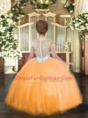 Tulle Sleeveless Floor Length Pageant Gowns and Beading