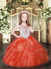 Floor Length Ball Gowns Sleeveless Red Pageant Dress Womens Zipper