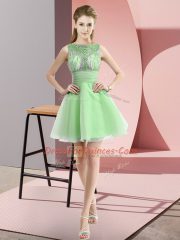 Sexy Apple Green A-line Chiffon Bateau Sleeveless Beading and Bowknot Mini Length Zipper Prom Party Dress Sexy Apple Green A-line Chiffon Bateau Sleeveless Beading and Bowknot Mini Length Zipper Prom Party Dress