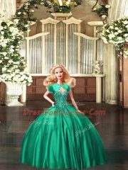 Sumptuous Green Ball Gowns Organza Sweetheart Sleeveless Beading Floor Length Lace Up Sweet 16 Dresses