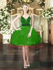 Green Straps Neckline Beading and Ruffles Quinceanera Gowns Sleeveless Lace Up