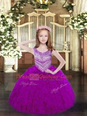 Modern Organza Sleeveless Floor Length High School Pageant Dress and Beading and Ruffles