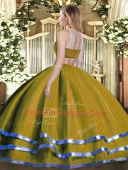 Sexy High-neck Sleeveless Quinceanera Dresses Floor Length Beading Wine Red Tulle