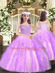New Arrival Floor Length Lilac Vestidos de Quinceanera Straps Sleeveless Lace Up