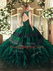 Cheap Purple Sleeveless Organza Zipper Quinceanera Dress for Sweet 16 and Quinceanera