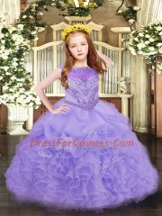 Gorgeous Organza Sleeveless Floor Length Girls Pageant Dresses and Beading and Ruffles and Pick Ups