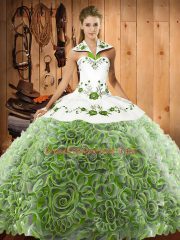 Simple Multi-color 15 Quinceanera Dress Halter Top Sleeveless Sweep Train Lace Up
