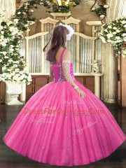 Floor Length Ball Gowns Sleeveless Coral Red Little Girls Pageant Dress Wholesale Lace Up