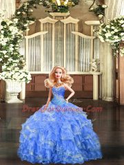 New Style Floor Length Baby Blue Quinceanera Gowns Sweetheart Sleeveless Lace Up