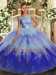 Charming Floor Length Multi-color Quinceanera Gowns Scoop Sleeveless Backless