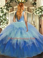 Charming Floor Length Multi-color Quinceanera Gowns Scoop Sleeveless Backless