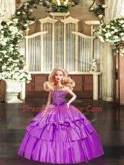 Flirting Lilac Lace Up Vestidos de Quinceanera Ruffled Layers Sleeveless Floor Length