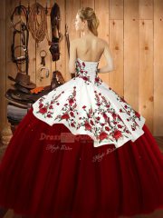 Edgy Blue Quince Ball Gowns Military Ball and Sweet 16 and Quinceanera with Embroidery Sweetheart Sleeveless Lace Up