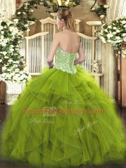 Attractive Organza Sleeveless Floor Length Quinceanera Gown and Beading and Ruffles