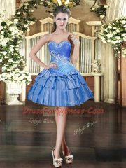 Custom Made Baby Blue Sweetheart Neckline Beading and Ruffled Layers Quinceanera Gowns Sleeveless Lace Up
