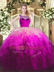 Best Selling Sleeveless Beading and Ruffles Zipper Quince Ball Gowns