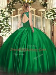 Beauteous Green Ball Gowns Taffeta V-neck Sleeveless Beading Floor Length Zipper Ball Gown Prom Dress