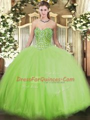 Sweetheart Sleeveless Tulle Quinceanera Dress Beading Lace Up