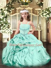 Sleeveless Beading and Ruffles Lace Up Child Pageant Dress
