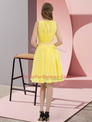Sequins Dama Dress Yellow Green Zipper Sleeveless Knee Length