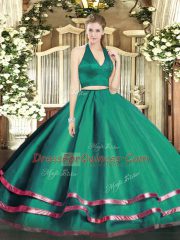 Adorable Dark Green Sleeveless Tulle Zipper 15th Birthday Dress for Military Ball and Sweet 16 and Quinceanera