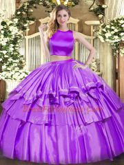 Amazing Sleeveless Criss Cross Floor Length Ruffled Layers Vestidos de Quinceanera