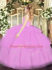 Sleeveless Lace Up Floor Length Beading and Ruffled Layers Sweet 16 Dresses