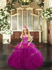 Glittering Sweetheart Sleeveless Organza 15th Birthday Dress Beading and Ruffles Lace Up