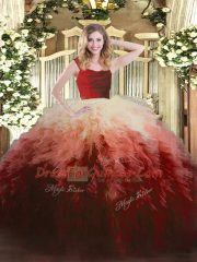 Floor Length Zipper Sweet 16 Quinceanera Dress Multi-color for Military Ball and Sweet 16 and Quinceanera with Ruffles