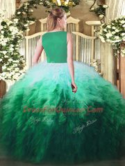 Ball Gowns Ball Gown Prom Dress Multi-color Scoop Tulle Sleeveless Floor Length Zipper