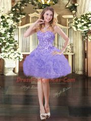Sleeveless Floor Length Appliques and Ruffles Zipper Sweet 16 Dresses with Lavender