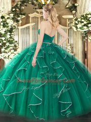 Nice Dark Green Sleeveless Ruffles Floor Length Vestidos de Quinceanera