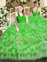 Sleeveless Zipper Floor Length Ruffled Layers Sweet 16 Dresses