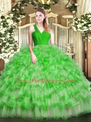 Sleeveless Zipper Floor Length Ruffled Layers Sweet 16 Dresses