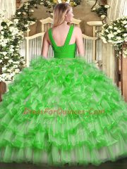 Sleeveless Zipper Floor Length Ruffled Layers Sweet 16 Dresses