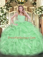 Organza Sleeveless Floor Length Vestidos de Quinceanera and Beading and Ruffles