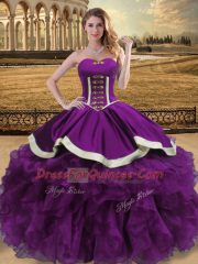 Eggplant Purple Sleeveless Beading and Ruffles Floor Length Quinceanera Dress