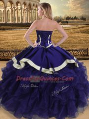 Eggplant Purple Sleeveless Beading and Ruffles Floor Length Quinceanera Dress