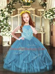 Floor Length Ball Gowns Sleeveless Teal Pageant Dress for Teens Zipper