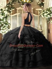 Purple Sleeveless Tulle Backless Quinceanera Dresses for Military Ball and Sweet 16 and Quinceanera