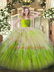 Multi-color Sleeveless Ruffles Floor Length Sweet 16 Dress