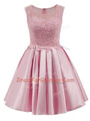 Satin Sleeveless Mini Length Court Dresses for Sweet 16 and Lace