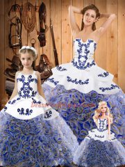 Adorable Multi-color Strapless Neckline Embroidery Quinceanera Gown Sleeveless Lace Up