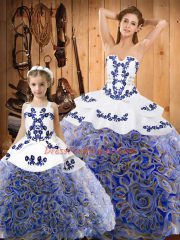 Adorable Multi-color Strapless Neckline Embroidery Quinceanera Gown Sleeveless Lace Up