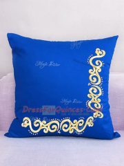 Blue Lace Up Quince Ball Gowns Embroidery and Ruffles Sleeveless Floor Length