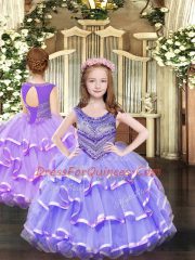 Tulle Sleeveless Floor Length Vestidos de Quinceanera and Beading and Ruffled Layers