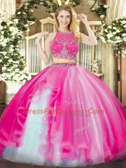 Sleeveless Zipper Floor Length Beading and Ruffles Quince Ball Gowns