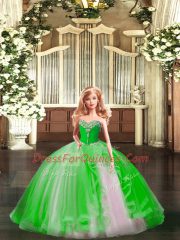 Charming Green Ball Gowns Beading and Ruffles Sweet 16 Dresses Lace Up Organza Sleeveless Floor Length