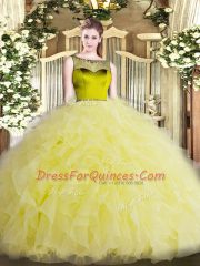 Sleeveless Beading and Ruffles Zipper Vestidos de Quinceanera